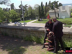 Throating teen in stockings n heels spanked in public ***