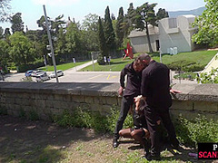 Throating teen in stockings n heels spanked in public ***