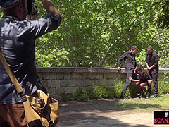 Throating teen in stockings n heels spanked in public ***