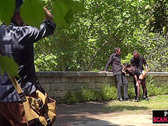 Throating teen in stockings n heels spanked in public ***