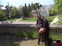 Throating teen in stockings n heels spanked in public ***