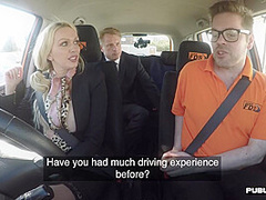 Busty MILF in stockings outdoor and in car fucked by hubby