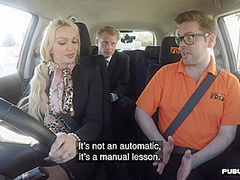 Busty MILF in stockings outdoor and in car fucked by hubby