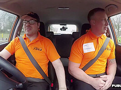 Busty MILF publicly fucked by car instructor outdoor