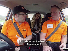 Busty MILF publicly fucked by car instructor outdoor
