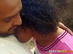 Outdoor altar stone in Africa used for fucking by real interracial couple
