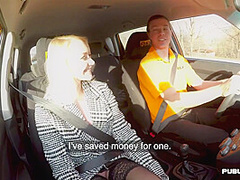 Teen in stockings enjoys public outdoor car sex by tutor