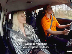 Teen in stockings enjoys public outdoor car sex by tutor