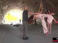 BDSM useless babes publicly whipped and fucked outdoor