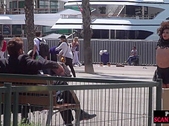 Petite naked teen humiliated in public by domina and lord