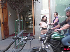 Useless babe humiliated in public by her lezdom lady