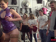 Pathetic babe coerced to group public rimjob n deepthroating