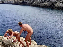 Blyde Spoiling Konny On The Cliffs Above The Sea Using An Anal Plug!