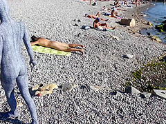 Flexi Zentai On The Beach - Watch4Fetish