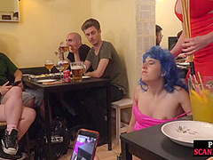 Coloredhair babe publicly humiliated and tormented by lezdom