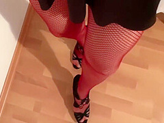 Upskirt ,red Pantyhose, High Heels 10 Min