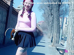 Redhead Babe Gives A Show Of Public Nudity Before Her Hardcore Drilling