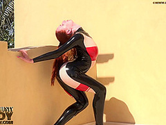 Flexible Contortion Bending Outdoor In Erotic Latex - Watch4Fetish