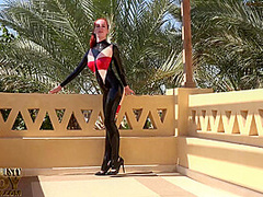 Flexible Contortion Bending Outdoor In Erotic Latex - Watch4Fetish