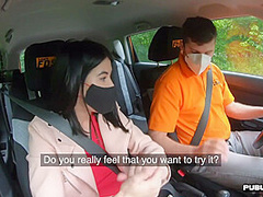 Perkyboobs babe fucked outdoor in car by driving instructor