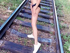 Haired Babe Public Blowjob And Hardcore Sex On Train Rails - Outdoor 8 Min