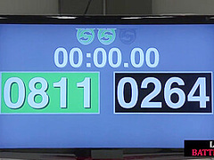 Lesbian big boobed and big ass MILFS enjoy public wrestling