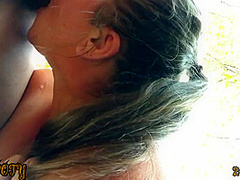 Mature Bbw Gives Deepthroat Squirting Blowjob In The Woods