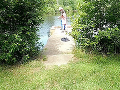 Fish Bank Skank, The Beginnings. Whore Fucks Fisherman And Drinks His Piss Outdoors In Public. Hot