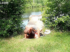 Fish Bank Skank, The Beginnings. Whore Fucks Fisherman And Drinks His Piss Outdoors In Public. Hot