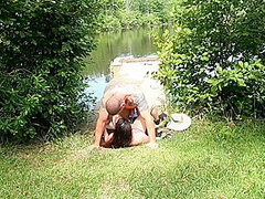 Fish Bank Skank, The Beginnings. Whore Fucks Fisherman And Drinks His Piss Outdoors In Public. Hot