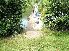 Fish Bank Skank, The Beginnings. Whore Fucks Fisherman And Drinks His Piss Outdoors In Public. Hot