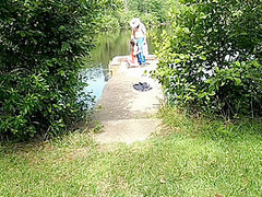 Fish Bank Skank, The Beginnings. Whore Fucks Fisherman And Drinks His Piss Outdoors In Public. Hot