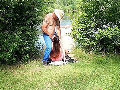 Fish Bank Skank, The Beginnings. Whore Fucks Fisherman And Drinks His Piss Outdoors In Public. Hot