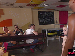 Skinny femsub publicly bonded and mouthfucked with dildo