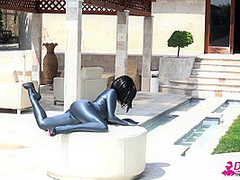 Naked Rubber Doll Relaxing By The Pool - Watch4Fetish