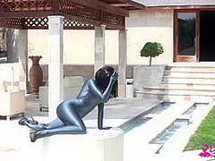 Naked Rubber Doll Relaxing By The Pool - Watch4Fetish