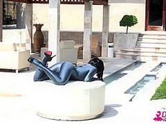 Naked Rubber Doll Relaxing By The Pool - Watch4Fetish