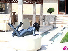 Naked Rubber Doll Relaxing By The Pool - Watch4Fetish