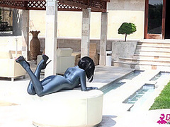 Naked Rubber Doll Relaxing By The Pool - Watch4Fetish
