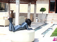 Naked Rubber Doll Relaxing By The Pool - Watch4Fetish