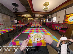 VR BANGERS Rough Threesome Sex In Restaurant With Vina Sky And Kimmy Kimm