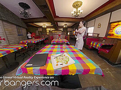 VR BANGERS Rough Threesome Sex In Restaurant With Vina Sky And Kimmy Kimm