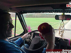 German teen Hitchhiker pick up and fuck in car with grandpa