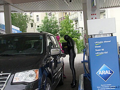 Short Petrol Stop With Our Zentai Dolls - Watch4Fetish