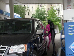 Short Petrol Stop With Our Zentai Dolls - Watch4Fetish
