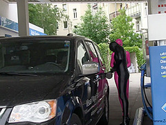 Short Petrol Stop With Our Zentai Dolls - Watch4Fetish