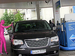 Short Petrol Stop With Our Zentai Dolls - Watch4Fetish