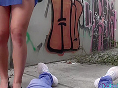 Czech BJ babe POV fucked outdoor for money after casting
