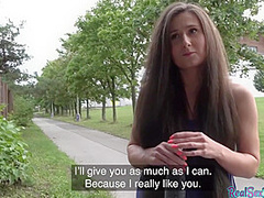 Czech BJ babe POV fucked outdoor for money after casting