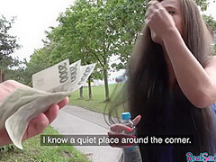 Czech BJ babe POV fucked outdoor for money after casting